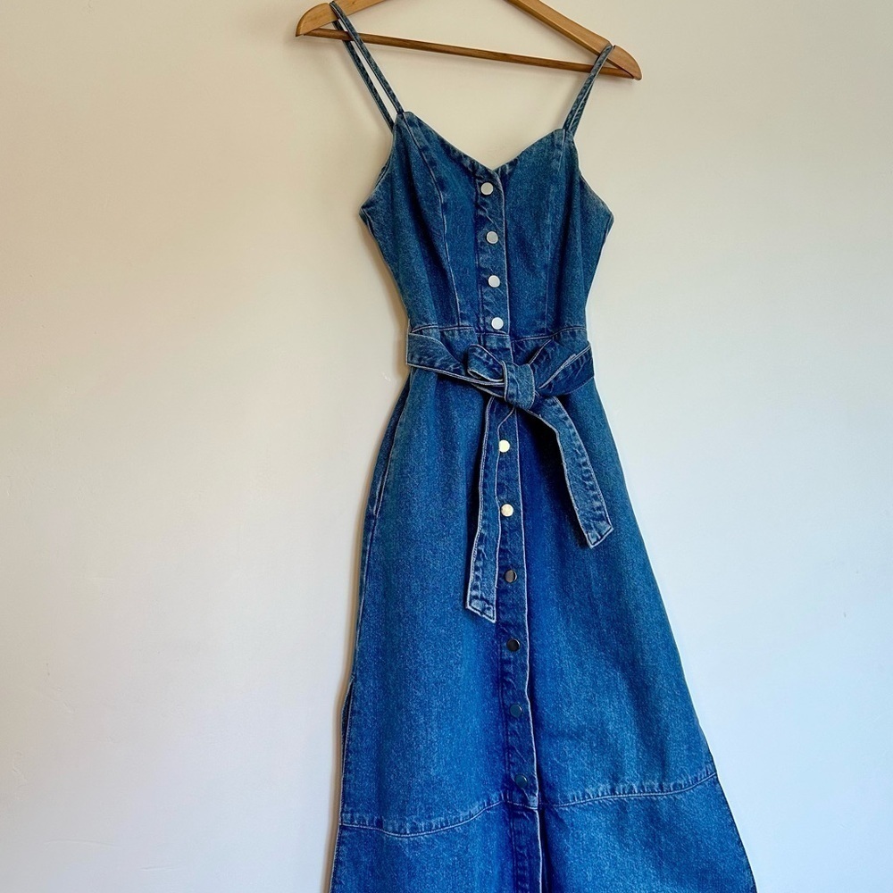 Topshop denim snap front midi dress Size:2 - Picture 5 of 6